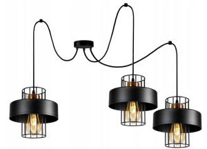 LAMPA WISZĄCA SUFITOWA nowoczesna LOFT PAJĄK potrójna czarna miedziana