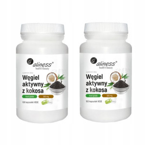 2x Aliness Węgiel aktywny z kokosa 100 kaps weg