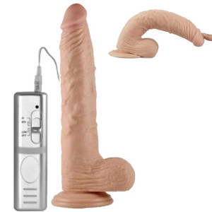 Dildo Penis z Przyssawką i Pilotem WIBRATOR 24cm