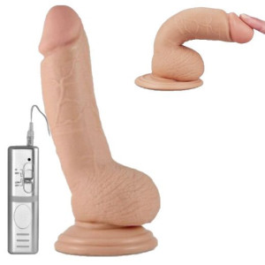 Dildo Penis z Przyssawką i Pilotem WIBRATOR 18cm