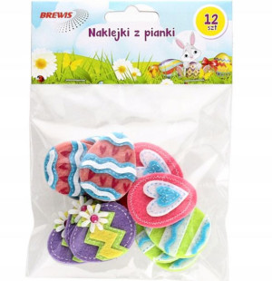 Naklejki Z Filcu Pisanki Jajka 12 Sztuk Brewis