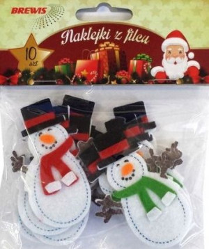 Naklejki Z Filcu Bałwanki Święta 10 Sztuk Brewis