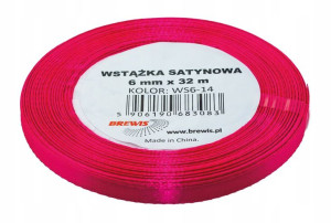 Wstążka Satynowa Ozdobna 6mm 32m Róż Fluo Brewis