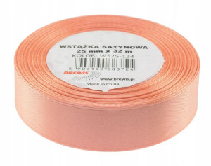 Wstążka Satynowa Ozdobna 25mm 32m Łososiowy Brewis
