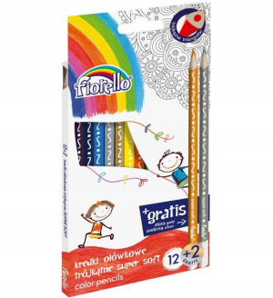 Kredki Fiorello Super Soft 12 Kol.+ 2 Gratis Ostrz