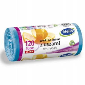 Worki Na Śmieci 120l 20szt Z Uszami Niebies Stella