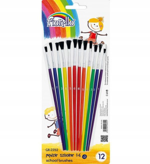 Pędzle Szkolne 12 Szt Mix 6 Rozmiarów Fiorello