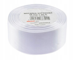 Wstążka Satynowa Ozdobna 38mm 32m Biała Brewis