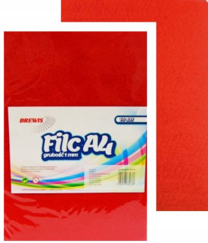 Filc Dekoracyjny A4 1 Mm Czerwony 10 Szt Brewis
