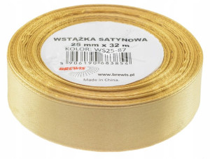 Wstążka Satynowa Ozdobna 25 Mm 32 M Złota Brewis