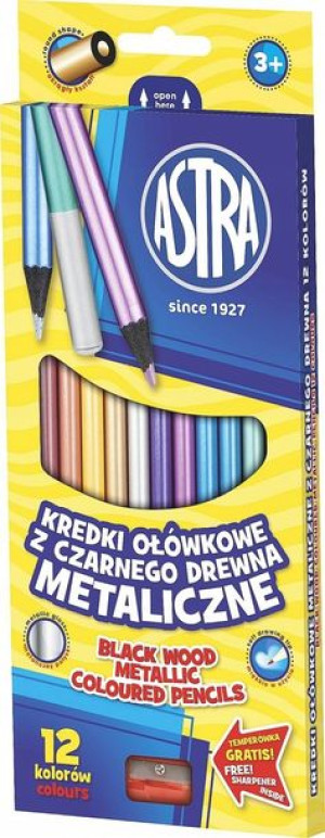 Kredki Ołówkowe Metaliczne 12 Kolorów Astra