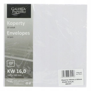 Koperta Ozdobna Gładki Biały 160x160mm 10szt Galer