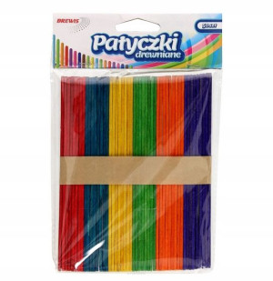 Patyczki Drewniane 14cm Kolorowe 50szt Brewis
