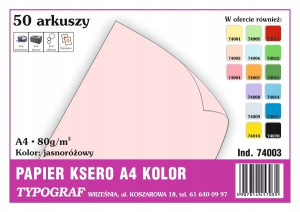 Papier Ksero Typograf A4 80g Jasnoróżowy