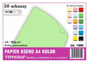 Papier Ksero Typograf A4 80g Jasnozielony