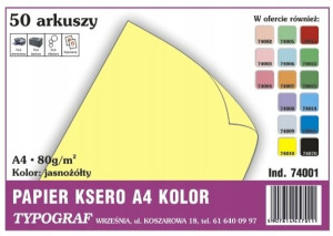 Papier Ksero Typograf A4 80g Jasnożółty