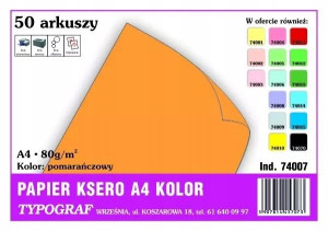 Papier Ksero Typograf A4 80g Pomarańczowy