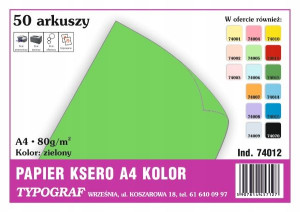 Papier Ksero Typograf A4 80g Zielony