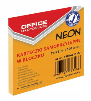 Karteczki Samoprzylepne 76x76 Office Neon Pomarań
