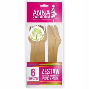 Zestaw Sztućców Drewniany 6 Kompletów Anna Zaradna