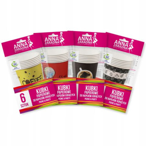 Kubki Papierowe 6 Szt Mix Wzor. 280ml Anna Zaradna