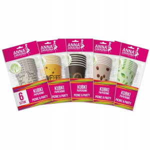 Kubki Papierowe 6 Szt Mix Wzor. 200ml Anna Zaradna