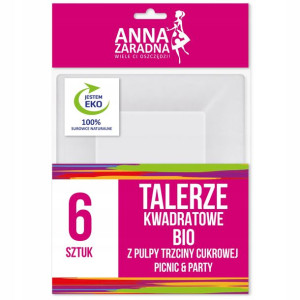 Talerze Kwadratowe Bio Z Pulpy 6 Szt Anna Zaradna
