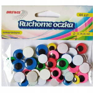 Okrągłe Ruchome Oczka Mix Rozmi 44szt Kolor Brewis