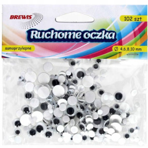 Okrągłe Ruchome Oczka Mix Rozmiarów 102szt Brewis
