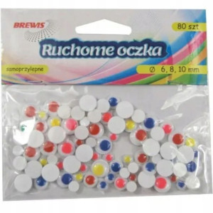 Okrągłe Ruchome Oczka Mix Rozmiarów 80szt Brewis
