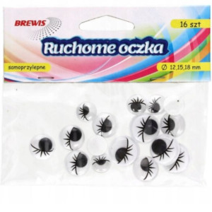 Okrągłe Ruchome Oczka Mix Rozmiar 16sz Rzęsy Brewi