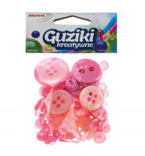 Guziki Ozdobne Dekoracyjne Różowe 40g Brewis