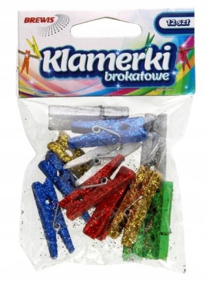 Klamerki Brokatowe 35mm 12szt Mix Brewis