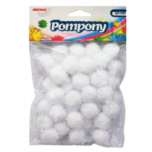 Pompony Brewis Pom27 Metaliczne Białe 40 Szt.