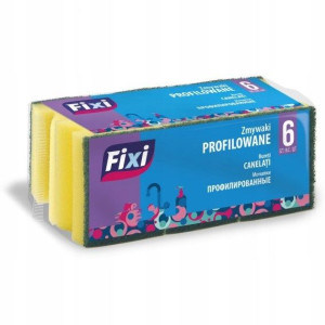 Gąbka Do Naczyń Dwustronna 6 Sztuk Żółta Fixi