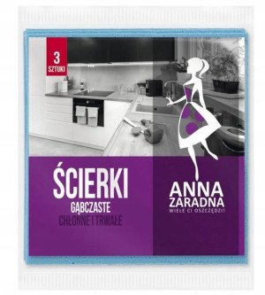 Ścierka Gąbczasta 3 Sztuki Niebieska Anna Zaradna