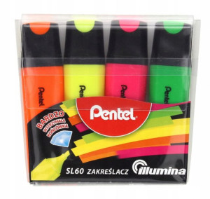 Zakreślacze Płaskie Sl60 Zestaw 4 Kolory Pentel