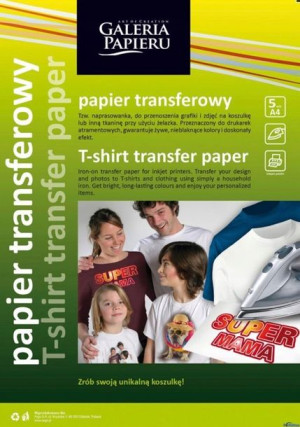 Papier A4 Transferowy Do Tkanin Jasnych 5 Ark.