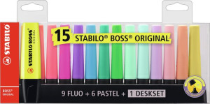 Zakreślacz Boss 15 Kolorów Z Podstawką Stabilo