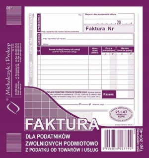 Druk 204-4e Faktura Dla Podatników Zwol. 2/3 A5