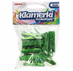 Klamerki Brokatowe 35mm 12szt Zielone Brewis