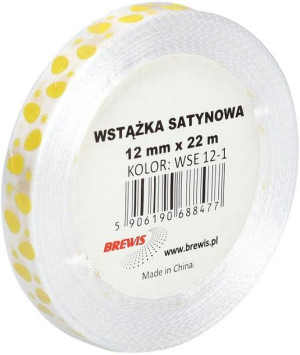 Wstążka Satynowa Pisanki 12mm 22m Biała Brewis
