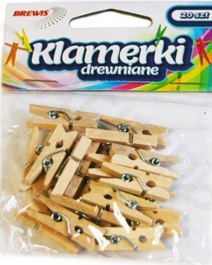 Klamerki Drewniane 25mm 20szt Naturalne Brewis