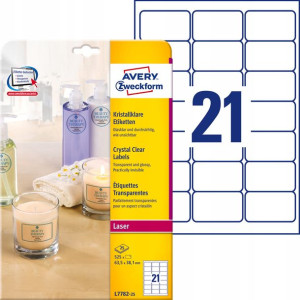 AVERY etykiety przezroczyste crystal 63,5 x 38,1mm