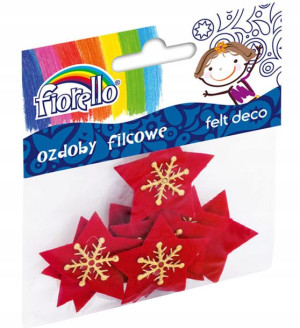 Ozdoby Z Filcu Gwiazdka Czerwona 12 Szt. Fiorello
