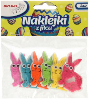 Naklejki Z Filcu Zajączki Króliczki 6 Sztuk Brewis