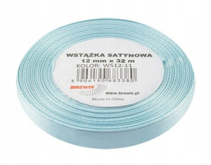 Wstążka Satynowa Ozdobna 12mm 32m Błękitna Brewis