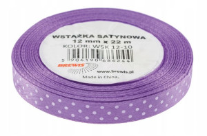 Wstążka Satynowa W Kropki 12mm 22m Fiolet Brewis