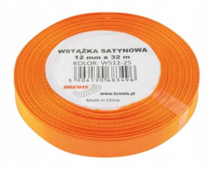 Wstążka Satynowa 12mm 32m Pomarańczowa Brewis