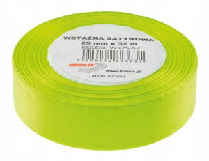 Wstążka Satynowa 25mm 32m Neonowy Zielony Brewis